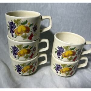 Vintage Temper-Ware by Lenox Summer Harvest Coffee Tea Cups Mugs Set of 5